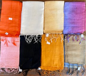 8 - 100 Percent Silk Scarf Scarves - 14'w X 64'l - Solid And Ombre Colors
