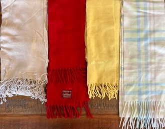 4 Vintage Scarves - Lambs Wool Scarf - Nordstrom - Ellesse (as Is) And More