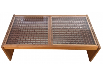 Mid Century Komfort Denmark Teak Geometric Coffee Table With Glass Inserts