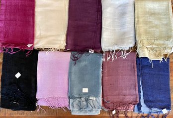 10 - 100 Percent Silk Thailand Scarf Scarves - 14'w X 64'h Solid And Ombre Colors