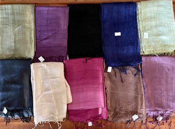 10 - 100 Percent Silk Thailand Scarf Scarves - 14'w X 64'l Solid Colors And Ombre