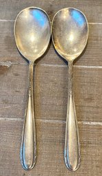 2 Sterling Silver Oneida Heirloom Heiress Large Serving 8.5' Spoons - 128 Grams