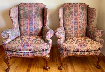 (2) Drexel Traditional Arm Wing Back Chairs