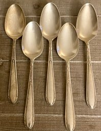 5 Sterling Silver Oneida Heirloom Heiress 6' Spoons - Total Weight 158 Grams
