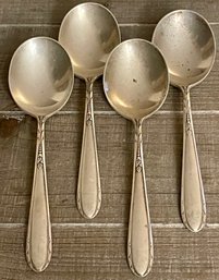 4 Sterling Silver Oneida Heirloom Heiress 6.25' Soup Spoons -  128 Grams Total