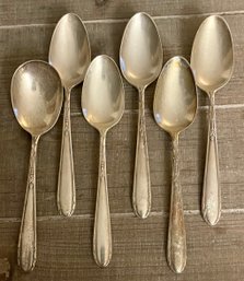 5 Sterling Silver Oneida Heirloom Heiress 6' Spoons & 1 Jelly Spoon  - Total Weight 188 Grams