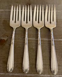 4 Sterling Silver Oneida Heirloom Heiress 6.25' Salad Forks - Total Weight  124 Grams