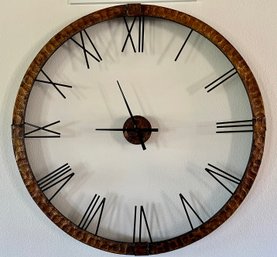 Massive 5 Foot Bronze Tone Hammered Metal Wall Clock Works