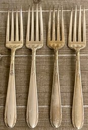 4 Sterling Silver Oneida Heirloom Heiress 7' Dinner Forks - Total Weight 176 Grams