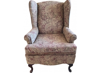 Vintage Paisley Print Wing Back Arm Chair