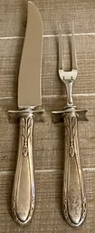 Sterling Silver Oneida Heirloom Heiress Handled Carving Knife And Fork - Stainless Steel Blade
