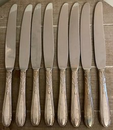 8 - Sterling Silver Handled 9' Dinner Knives With Stainless Blades - Total Weight 476 Grams