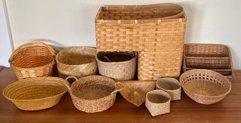 Vintage Basket Lot - Rattan, Hand Woven, Italy, China, And More