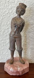 1984 Darlis Lamb 8' Bronze On Alabaster Base