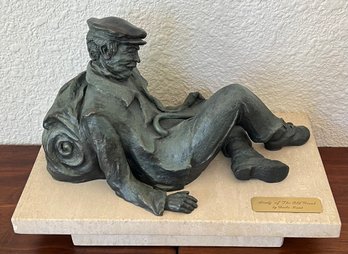 Study Of The Old Greek 8' Green Bronze 4 Of 25 By Darlis Lamb On Sand Stone Base