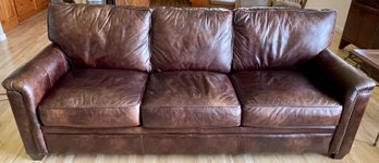 Broyhill Tobacco Leather 3 Cushion Sofa