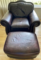 Leather Mart Leather Trend Tobacco Color Chair And Ottoman With Nailhead Trim