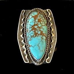 Paul Begay Navajo Sterling Silver & Turquoise Ring Size 6.5 Total Weight 10.7 Grams