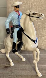 Vintage Hartland 1960's Toy Lone Ranger And Horse Silver With Saddle - Hat And Gun