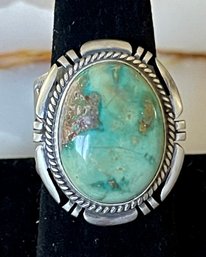 Navajo Sterling Silver & Turquoise Ring Stamped Sterling F. C. - Total Weight 19.1 Grams  (as Is)
