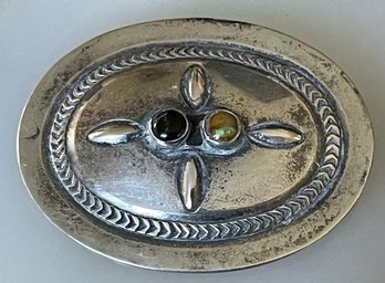 Vintage Roger Skeet Oval Sterling Silver Concho Pin - Total Weight 12.3 Grams