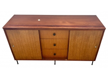 Mid Century Artisto-bilt 3 Drawer Slide Front Credenza With Metal Feet (as Is)