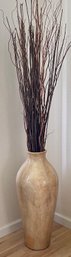 Faux Marble Large Ceramic Vase With Willow Branch Decor