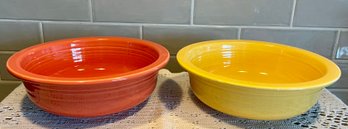 Genuine Fiestaware Fiesta Yellow Serving Bowl And  Post 86 Fiesta Orange Serving Bowls
