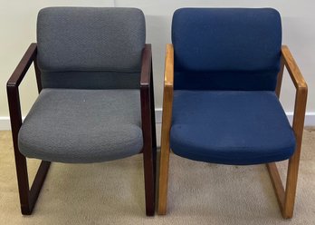 Pair Of Vintage Hon Co. Oak And Mahogany Arm Chairs