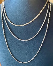 (3) Vintage Sterling Silver Necklaces - 16 - 18 - 22 Inches - Total Weight - 12.46 Grams