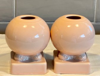 2 Vintage Fiesta Apricot Round Candle Holders