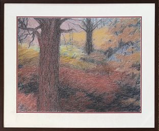 Original Carrie Malde Autumn Pastel Landscape In Frame