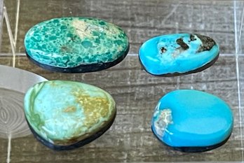 4 Vintage Morenci Turquoise Cabochons - 19 Ct Total