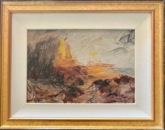 Original Signed Darlis Lamb Small Sunset Oil Painting With Custom Frame