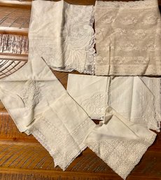 Assorted Antique Handmade Lace Handkerchief's And Net Dresser Runner