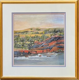 Chaiya Original Signed Ocean Landscape Watercolor In Custom Gold Tone Frame