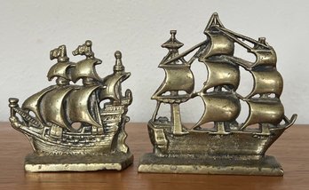 Pair Of Brass Ship Book Ends