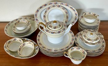 Set Of Vintage KPM Germany Porcelain Gold Rimmed China - Tea Pot, Cream Sugar, Plates, And More