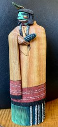 Vintage 7.5' Nuvadi Hopi Carved Cottonwood Corn Maiden Signed