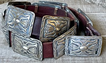 Tommie Charlie Navajo Vintage Sterling Silver Concho Belt 40' Long Total Weight 400 Grams (as Is)
