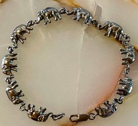 Sterling Silver 7 Inch Elephant Bracelet - Total Weight 9.79 Grams