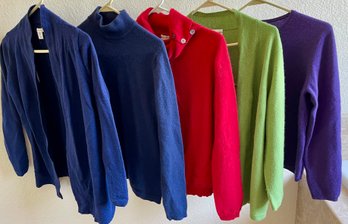 (4) 100 Percent Cashmere Charter Club Women's S, M, And L Sweaters And (1) 100 Percent Wool Sweater