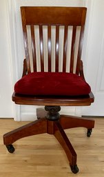 Solid Wood Office Chair On Casters With Cushion