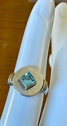 Sterling Silver And Faceted Blue Topaz Ring - Size 5.75 - Total Weight 5.7 Grams