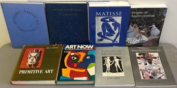(8) Vintage Art Coffee Table Books - Modern And Great Paintings In America, Matisse, Primitive Art, Realist