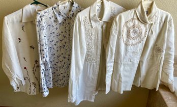 (4) Cotton Shirts - Sharon Smith, Coldwater Creek, Ryan Michael, And Talbots Sizes S-m