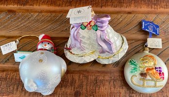 Radko Holiday Ornament Glass Bells - Lauscha Germany Glass Bear Ornament - Neiman Marcus Soffiera Santa Italy