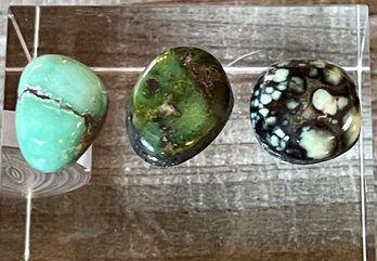 3 Vintage Damele Turquoise Cabochons Total Weight 14 Grams