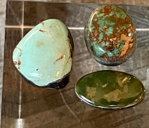 3 Natural Candelaria Turquoise Cabochons Total Weight 19 Grams