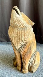 22' Hand Carved Wood Coyote Signed JD